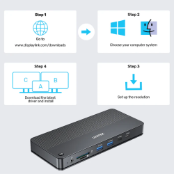 Unitek KVM Switch USB-C Dual 4K 60Hz HDMI & 100W PD (Displaylink) - D1103A - USB-C, Dual 4K 60Hz, HDMI & 100W PD, DisplayLink