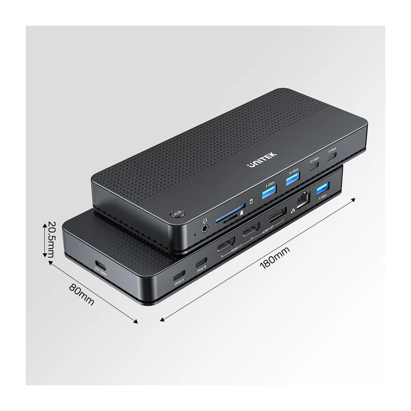 Unitek KVM Switch USB-C Dual 4K 60Hz HDMI & 100W PD (Displaylink) - D1103A - USB-C, Dual 4K 60Hz, HDMI & 100W PD, DisplayLink