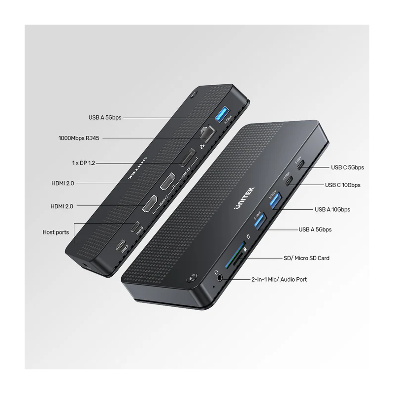 Unitek KVM Switch USB-C Dual 4K 60Hz HDMI & 100W PD (Displaylink) - D1103A - USB-C, Dual 4K 60Hz, HDMI & 100W PD, DisplayLink