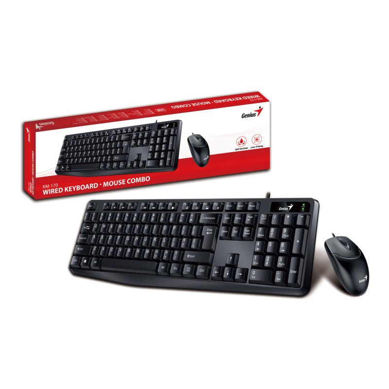 Genius Wired Keyboard-Mouse Set - KM-170 - Greek — Buy in Cyprus with Fast Delivery