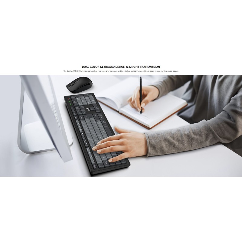 Genius Keyboard-Mouse Set - KM-8200 - Wireless Dual Colour English — Buy in Cyprus with Fast Delivery