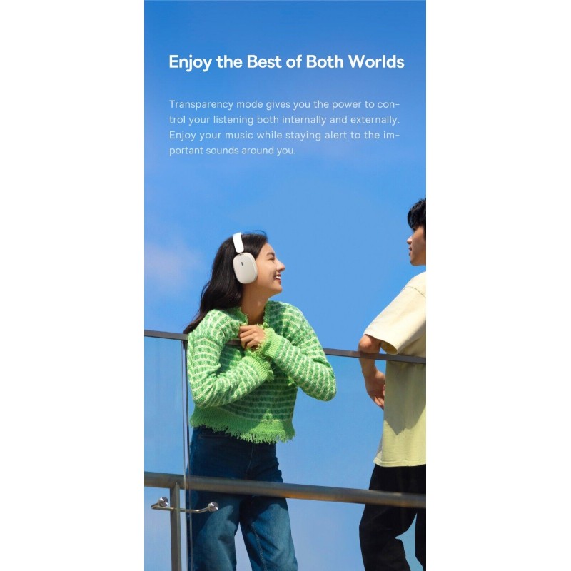 Baseus Bowie - H1 - Noise Cancelling Wireless Headphones White — Buy in Cyprus with Fast Delivery