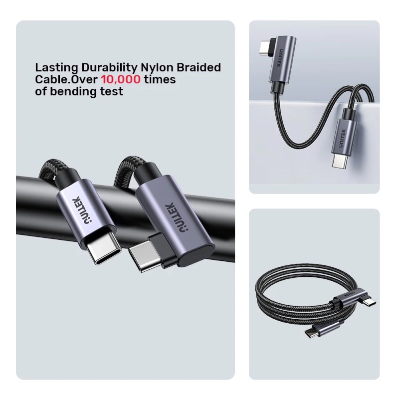 Unitek MC USB-C Cable - C14123BK-1M - PD100W L-Shape 1.0m — Buy in Cyprus with Fast Delivery