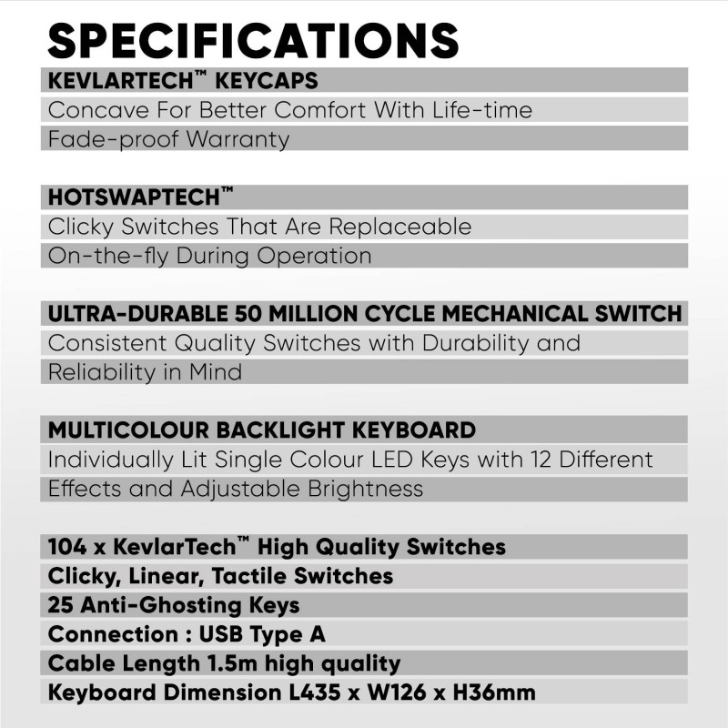 Armaggeddon Keyboard - MKA-7C - White Mechanical Gaming Keyboard 104 Linear Red Keys — Buy in Cyprus with Fast Delivery