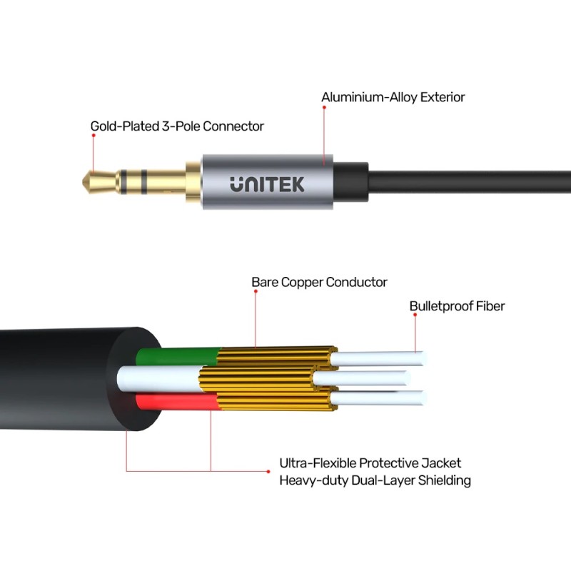 Unitek Audio Extension Cable - Y-C932ABK - 3.5mm M-F, 1.0m — Buy in Cyprus with Fast Delivery