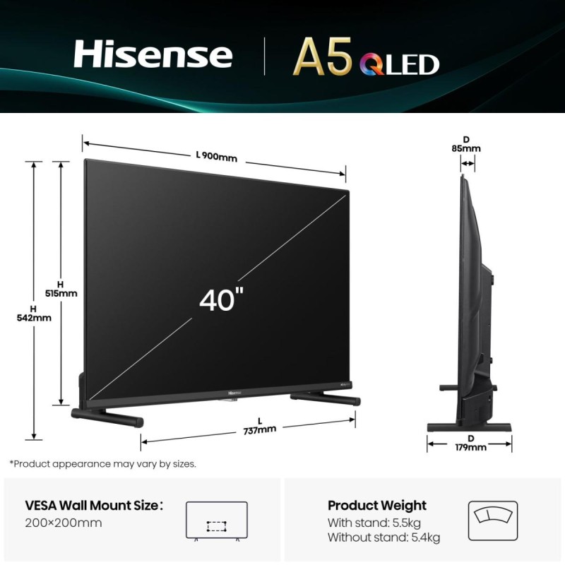 Hisense TV - 40A5Q - 40'' Full HD Smart QLED TV — Buy in Cyprus with Fast Delivery