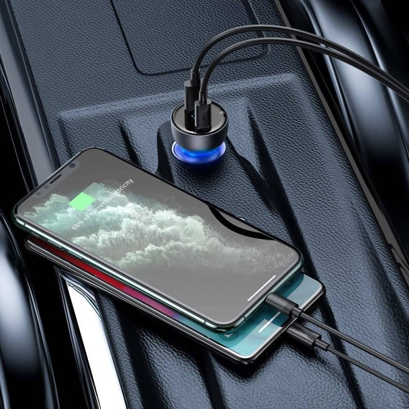 Baseus Digital Display Dual USB Car Charger 63W - Digital Display, Dual USB, 63W — Buy in Cyprus with Fast Delivery