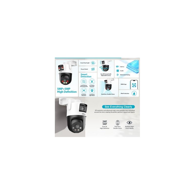 Dahua IP - P5D-5F-PV - 5.0MP Wifi PT Dome Dual Illumination Dual Lens — Buy in Cyprus with Fast Delivery