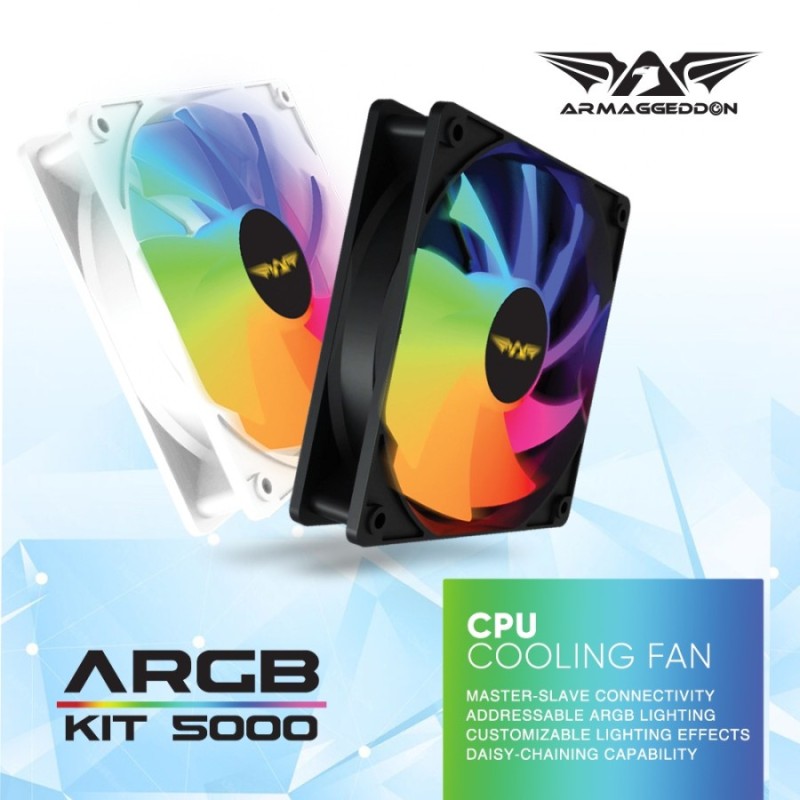 Armaggeddon Gaming Cooling Fan - 5000 - for ARGB KIT 1pc Slave Fan Black — Buy in Cyprus with Fast Delivery