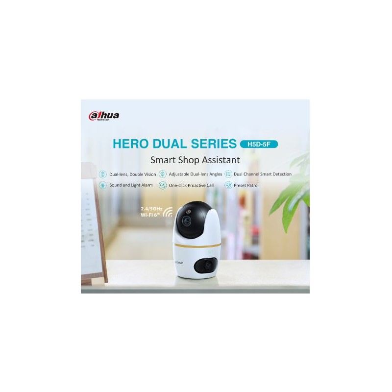 Dahua IP Indoor 5.0MP Wifi PT Dome - H5D-5F - Dual Lens — Buy in Cyprus with Fast Delivery