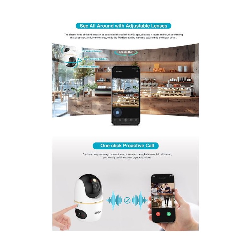 Dahua IP Indoor 5.0MP Wifi PT Dome - H5D-5F - Dual Lens — Buy in Cyprus with Fast Delivery