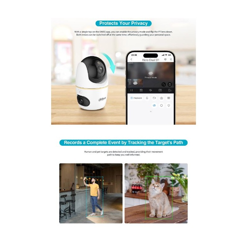Dahua IP Indoor 5.0MP Wifi PT Dome - H5D-5F - Dual Lens — Buy in Cyprus with Fast Delivery