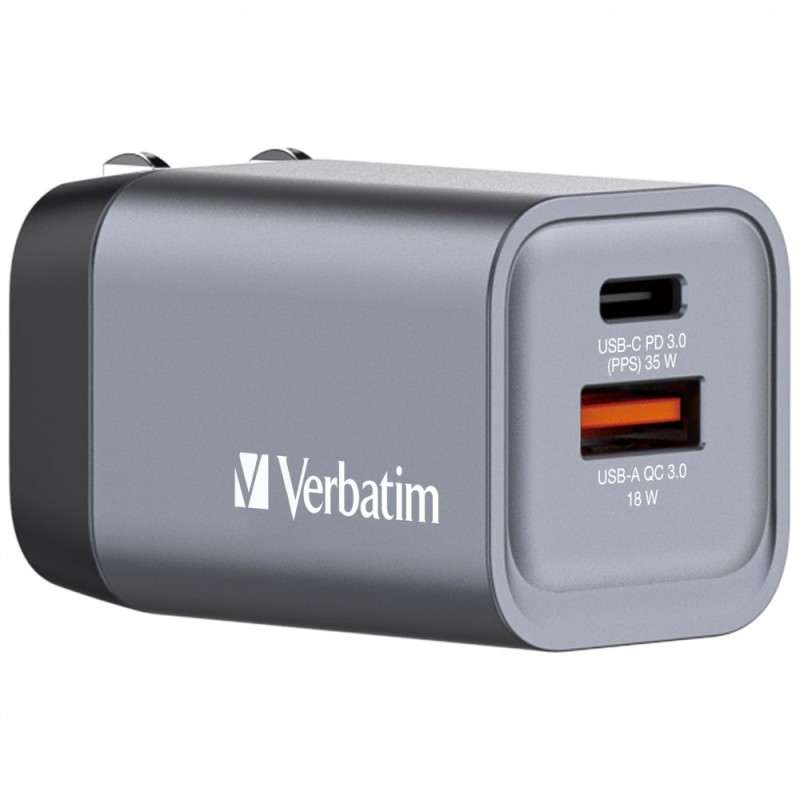 Verbatim Wall GaN Charger - GNC-35 - 35W USB-C USB-A (UK EU US) — Buy in Cyprus with Fast Delivery