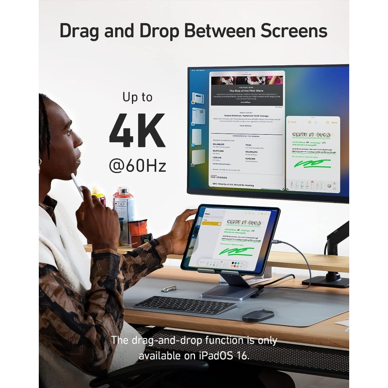 Anker Work USB-C Tablet Stand Hub - 551 - USB-C Tablet Stand Hub 8in1 — Buy in Cyprus with Fast Delivery