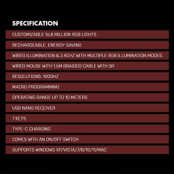 Armaggeddon Gaming Mouse - 7B MIRAGE VII - Wired+2.4G+BT Recharge Black — Buy in Cyprus with Fast Delivery