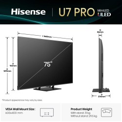 Hisense 75'' 4K Smart QLED MINI LED 144hz TV - 75U7Q PRO - 75'' 4K Smart QLED MINI LED 144hz TV