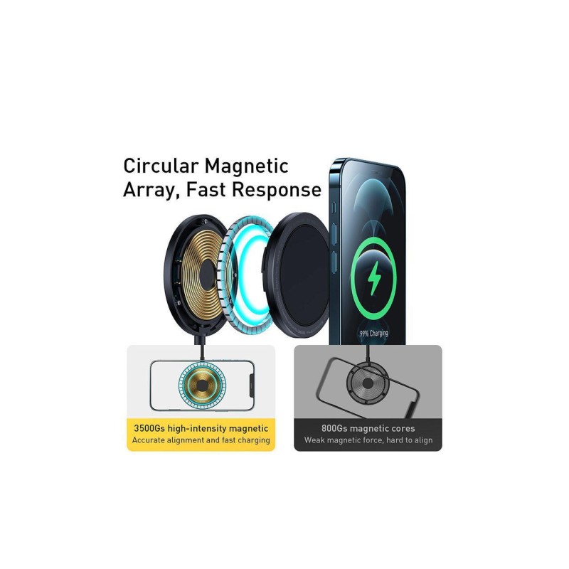 Baseus Simple Magnetic Stand Wireless Charger - Black — Buy in Cyprus with Fast Delivery