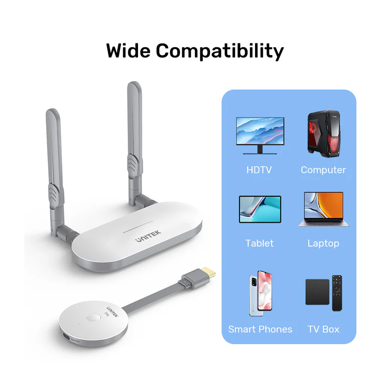 Unitek Wireless HDMI Transmitter & Receiver Kit - V1183A - Up to 50M, White — Buy in Cyprus with Fast Delivery