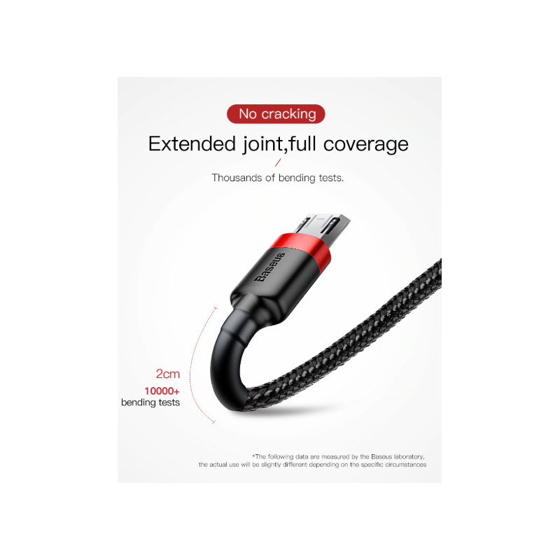 Baseus Cafule Braided MicroUSB Cable - 1.5A 2.0m Red — Buy in Cyprus with Fast Delivery
