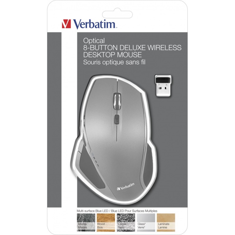 Verbatim Mouse - Wireless 8-Button Deluxe Blue LED Ergonomic — Buy in Cyprus with Fast Delivery