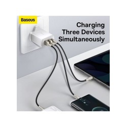 Baseus Wall Charger - 30W USB-C 2xUSB-A - UK White — Buy in Cyprus with Fast Delivery