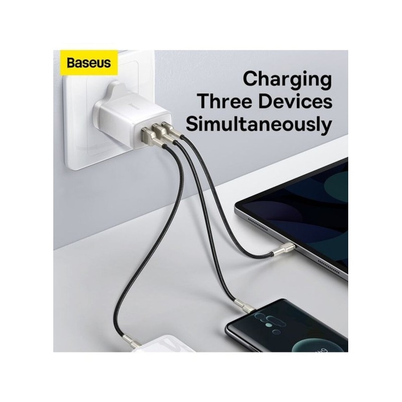 Baseus Wall Charger - 30W USB-C 2xUSB-A - UK White — Buy in Cyprus with Fast Delivery
