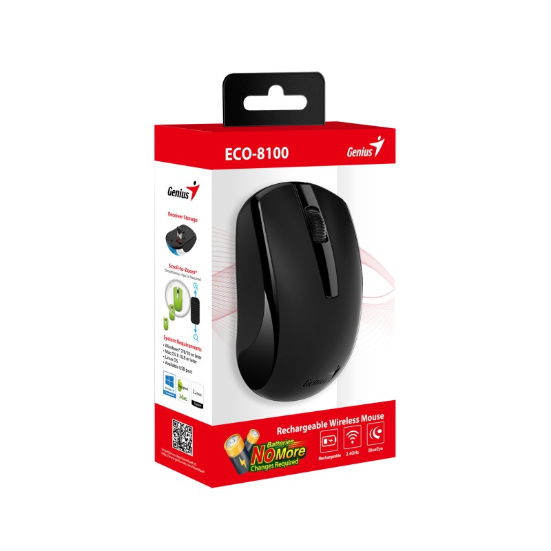 Genius Mouse - ECO-8100 - Wireless, Rechargeable, Black — Buy in Cyprus with Fast Delivery