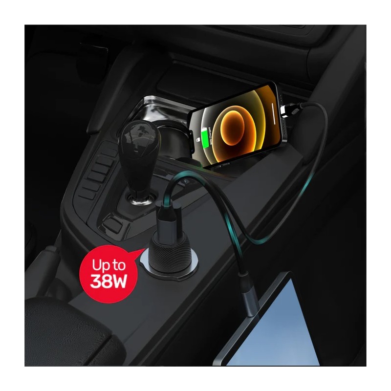 Unitek Charger for Car - P1400A - 38W USBC PD20W+USBA QC3.0 — Buy in Cyprus with Fast Delivery