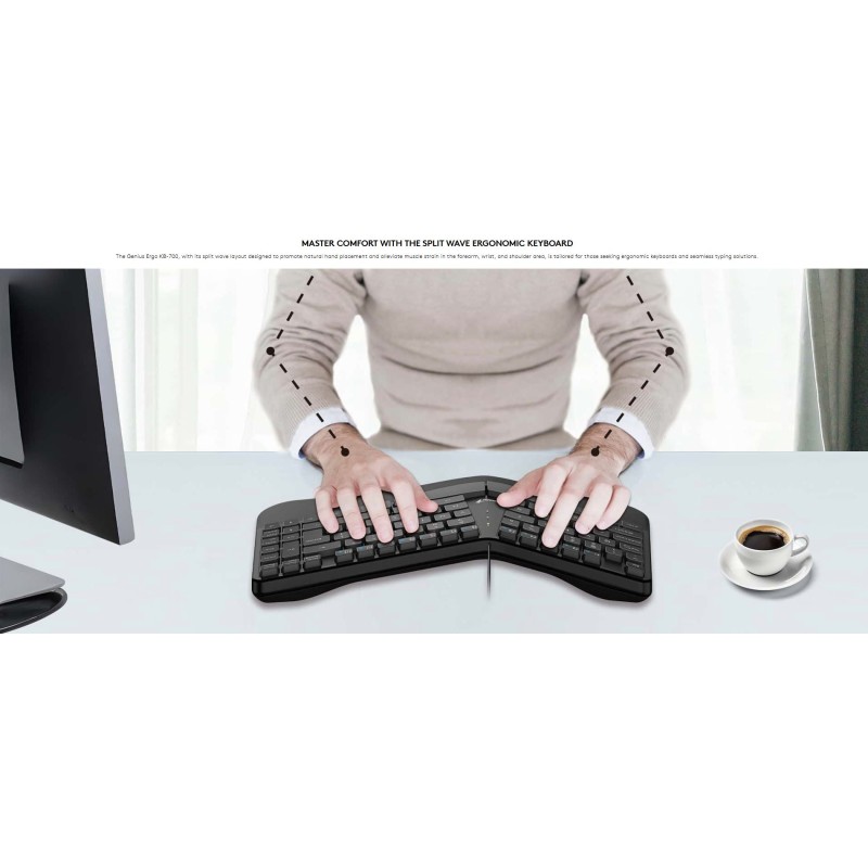Genius Keyboard - KB-700 - Wired Ergonomic Palm Rest English — Buy in Cyprus with Fast Delivery