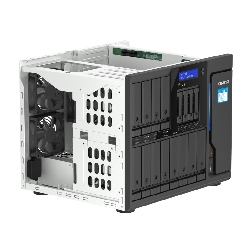 QNAP NAS 16-Bay Tower Intel Eight-Core, 8GB RAM, Triple PCIe Slots, Dual 2.5GbE Ports & SSD Caching - TS-1655