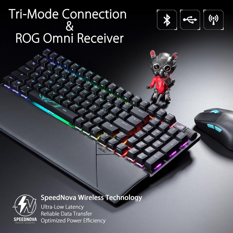 ASUS Gaming Keyboard Mechnanical Tri-Mode 2.4Ghz Bluetooth USB WristRest ROG STRIX SCOPE II 96 Wireless NXSW