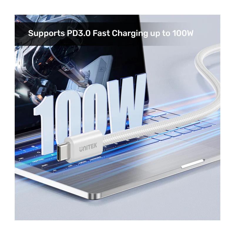 Unitek Magnetic USB-C Cable - C1414AWH-1M - 100W 1.0m White — Buy in Cyprus with Fast Delivery