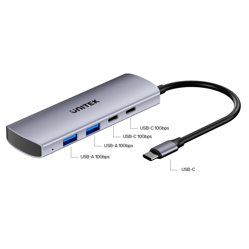 Unitek USB-C Hub - H1112D - 2xUSB-A 2xUSB-C 10Gbps & USB-C Power Port — Buy in Cyprus with Fast Delivery