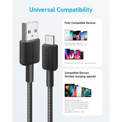 Anker Mobile Cable - 322 - USB-A to USB-C 1.8m Black — Buy in Cyprus with Fast Delivery