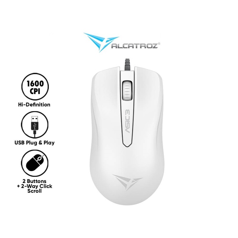 Alcatroz Wired Mouse - ASIC 3 - White Blister — Buy in Cyprus with Fast Delivery