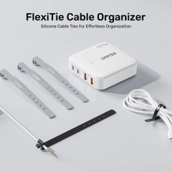Unitek Cable Organizer Silicone FlexiTies - OT1095A - 5pk (2xBlack 3xGrey) 135x10mm — Buy in Cyprus with Fast Delivery
