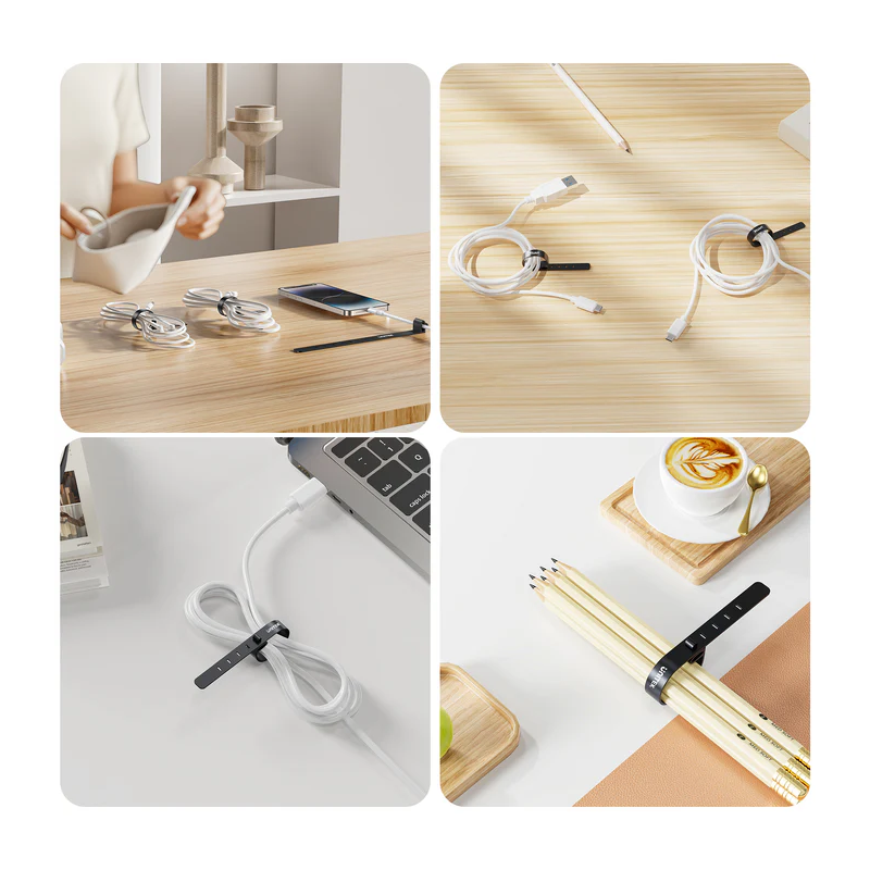 Unitek Cable Organizer Silicone FlexiTies - OT1095A - 5pk (2xBlack 3xGrey) 135x10mm — Buy in Cyprus with Fast Delivery