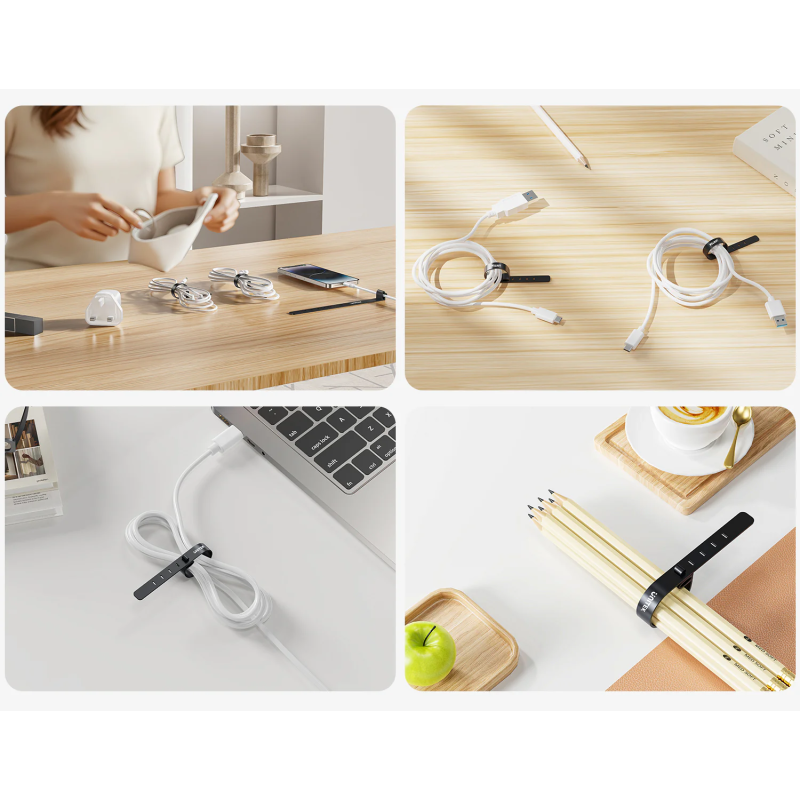 Unitek Cable Organizer Silicone FlexiTies - OT1095A - 5pk (2xBlack 3xGrey) 135x10mm — Buy in Cyprus with Fast Delivery