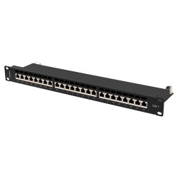 Lanberg Patch Panel - PPS7-1024-B - 24-Port 1U 19' CAT7 FTP Shielded Black — Buy in Cyprus with Fast Delivery
