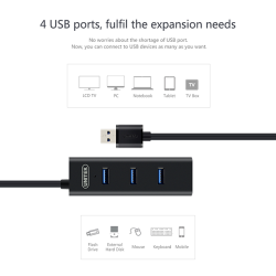 Unitek USB 3.0 Hub 4 ports with Micro USB Power Port - Y-3089 - USB 3.0 Hub 4 ports with Micro USB Power Port