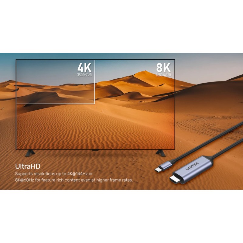 Unitek Converter USB-C to HDMI Cable - V1423B - 8K60Hz 1.8m — Buy in Cyprus with Fast Delivery