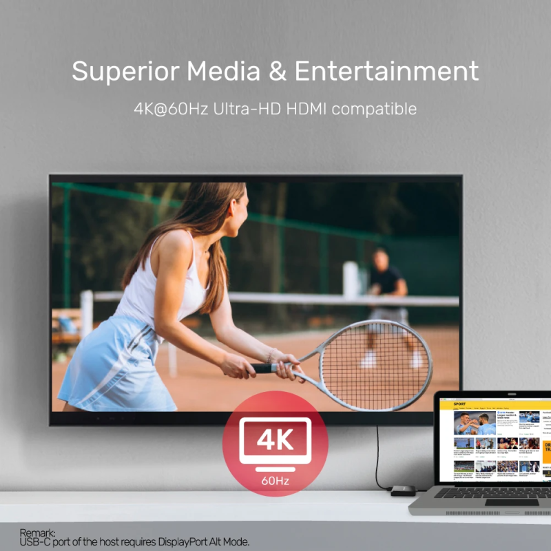 Unitek - V1408A - Type-C To Dual HDMI 4K 60Hz MST Adapter Black — Buy in Cyprus with Fast Delivery