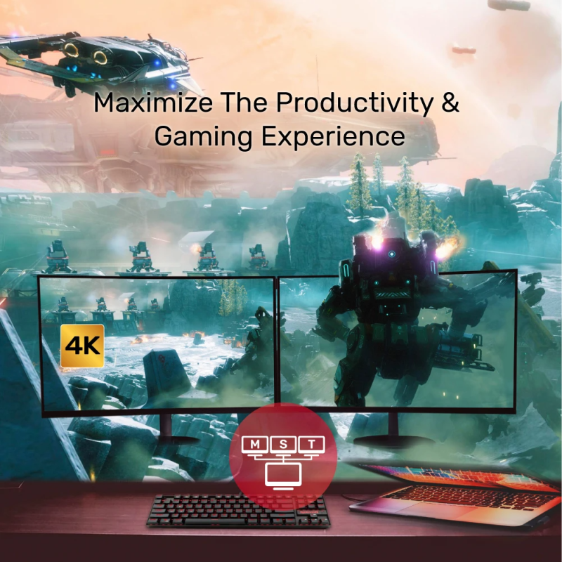 Unitek - V1408A - Type-C To Dual HDMI 4K 60Hz MST Adapter Black — Buy in Cyprus with Fast Delivery