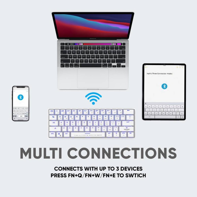 Armaggeddon Mechanical Keyboard - MBA-61R - White Wireless Bluetooth Mechanical Keyboard 61 Blue Keys