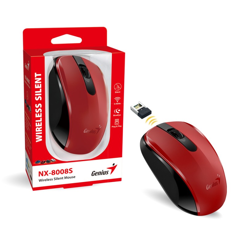 Genius Mouse Wireless Silent - NX-8008S - Red — Buy in Cyprus with Fast Delivery