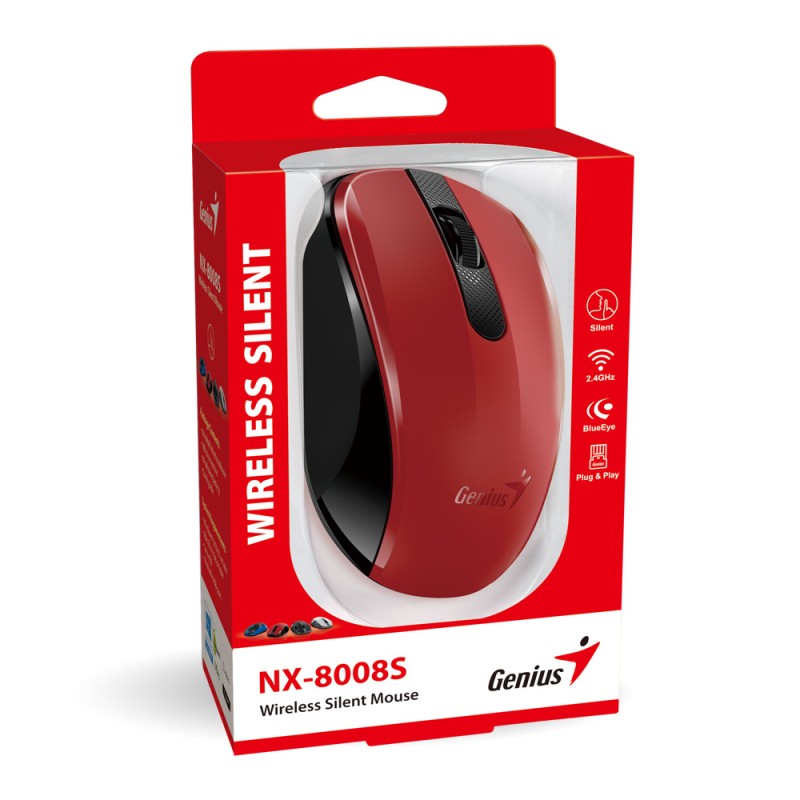 Genius Mouse Wireless Silent - NX-8008S - Red — Buy in Cyprus with Fast Delivery
