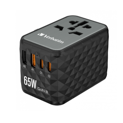 Verbatim Charger Travel Adapter World to World GAN III 65W 2xC 2xA - UTA-05 - 65W 2xC 2xA — Buy in Cyprus with Fast Delivery