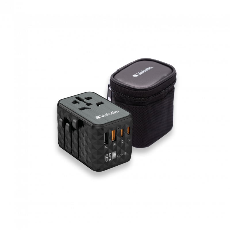 Verbatim Charger Travel Adapter World to World GAN III 65W 2xC 2xA - UTA-05 - 65W 2xC 2xA — Buy in Cyprus with Fast Delivery