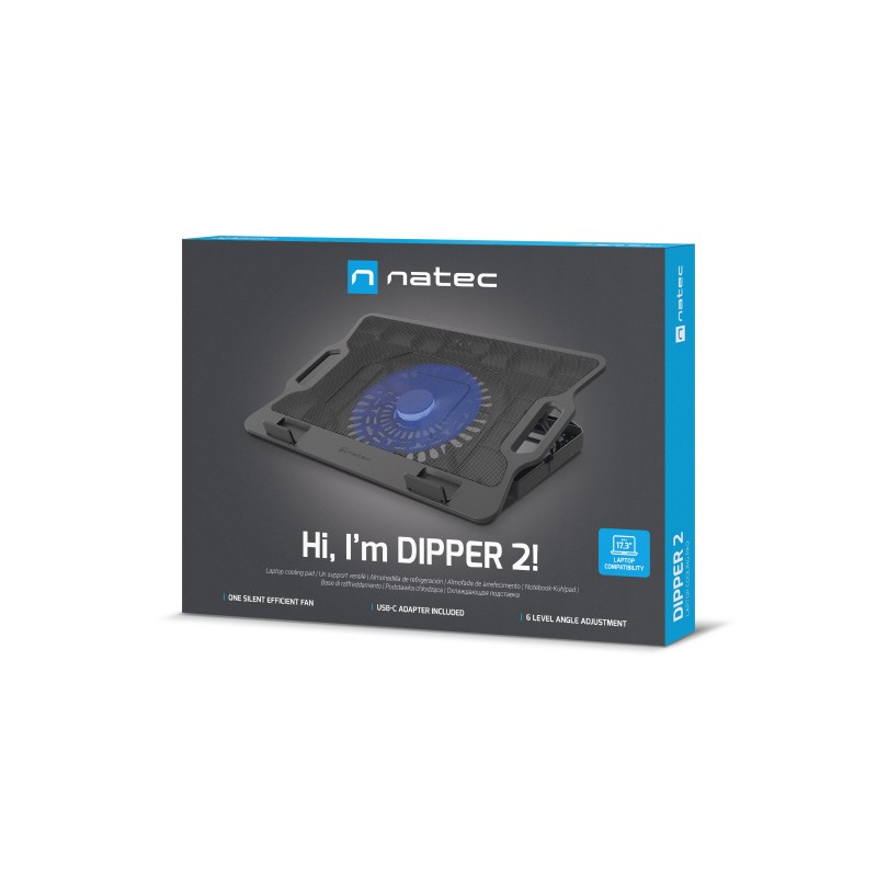 Natec Laptop Cooling Stand - 12.1-17.3 With Fan LED 2xUSB DIPPER 2 — Buy in Cyprus with Fast Delivery