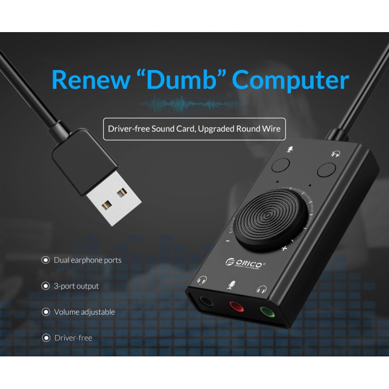 Orico Converter USB-A to Sound Card - SC2 - USB-A to Sound Card with Volume — Buy in Cyprus with Fast Delivery